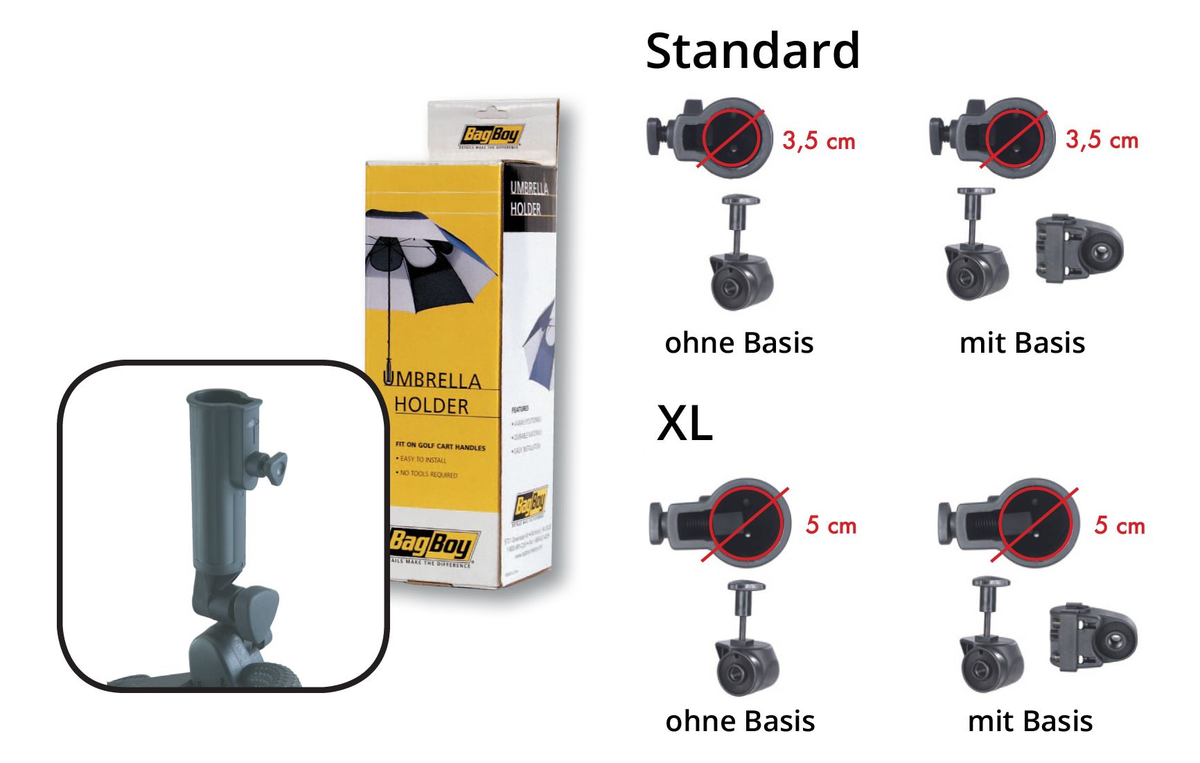 Bag Boy Schirmhalter Ausf&uuml;hrungen