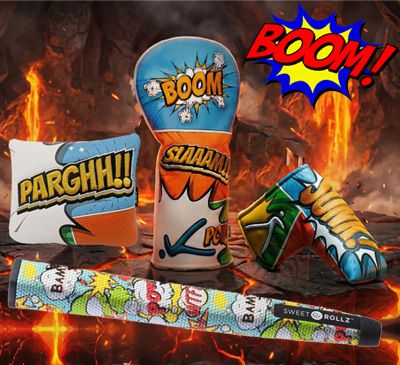 Comic Schl&auml;gerhauben und Golfgriff