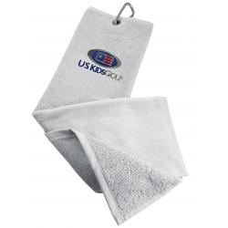 US Kids Golf Velours Handtuch weiß