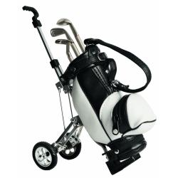 Mini Golftrolley mit Golfbag und Stiften