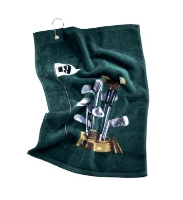 Golfputztuch mit Golfbag-Motiv, grün