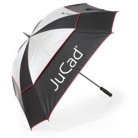JuCad Windproof Golfschirm, schwarz/silber/rot