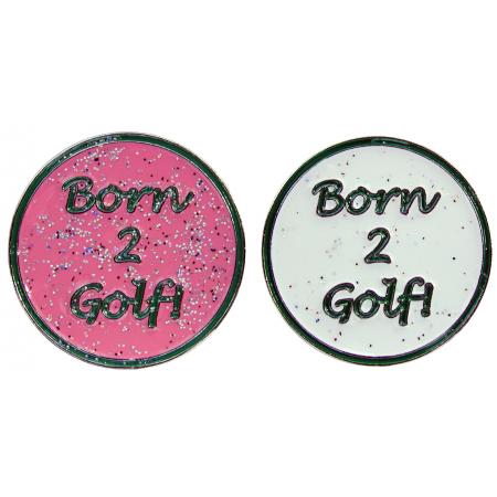 Navika Glitzy Ballmarker &quote;Born 2 Golf&quote;