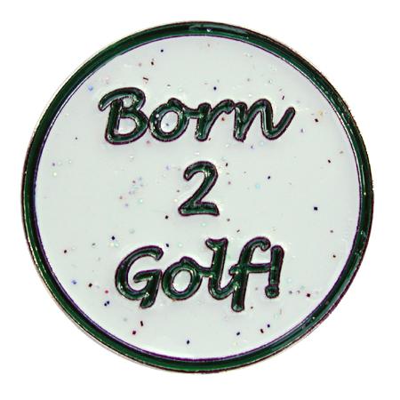 Navika Glitzy Ballmarker &quote;Born 2 Golf&quote;, weiß