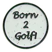 Navika Glitzy Ballmarker &quote;Born 2 Golf&quote;, weiß