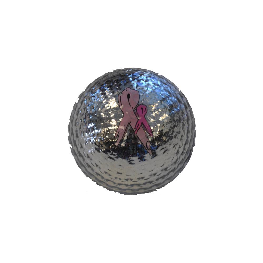 Bling (Metallic) GolfballSet, Pink Ribbon silber