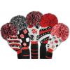 Bommel Sparkle Strick Headcover, schwarz/weiß/rot, Fairwayholz Streifen