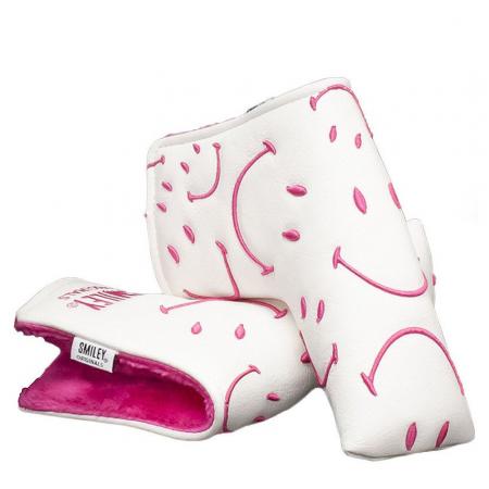 KraveGolf Classic Smiley Originals Blade Puttercover, weiß/pink