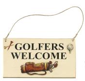 Türschild aus Holz - Golfers Welcome
