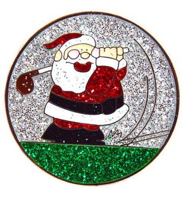Navika Glitzy Ballmarker Golfing Santa